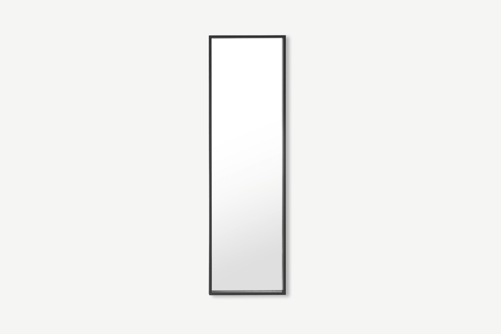 Solid Wood Full Length Wall Mirror, Black