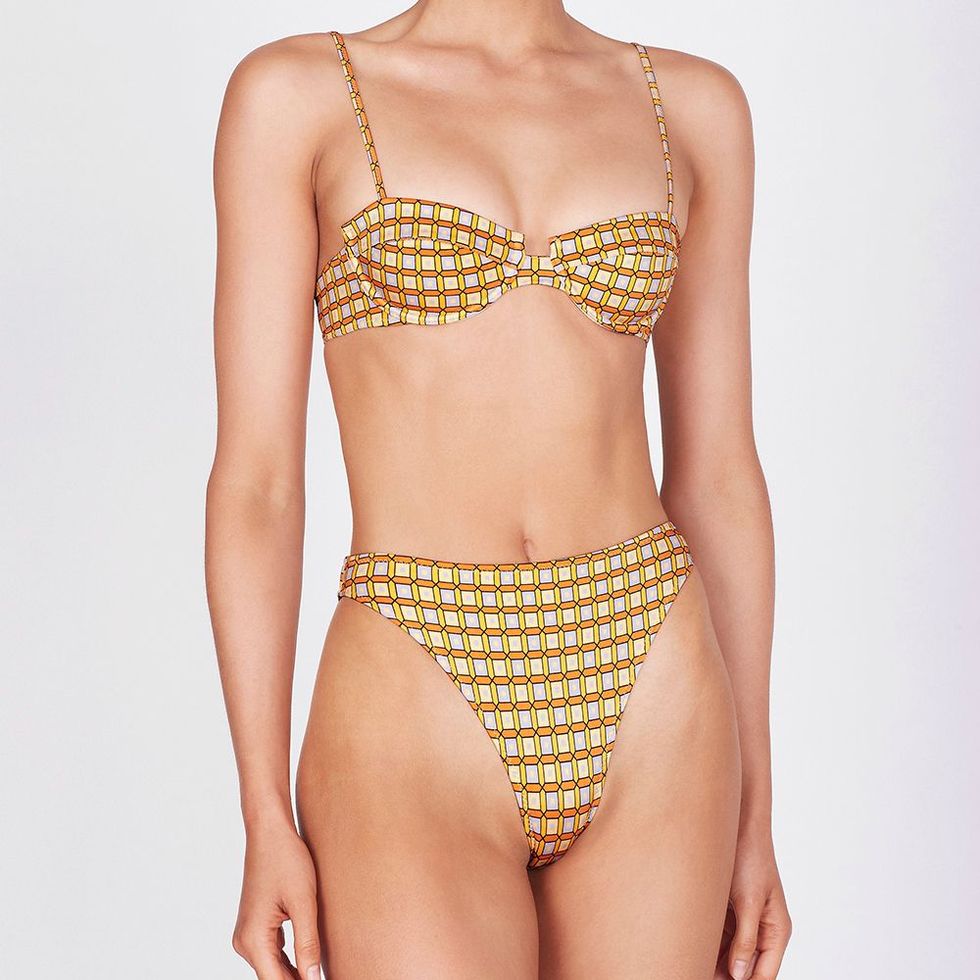 Check Yourself Out Light Green Gingham Bralette Bikini Top