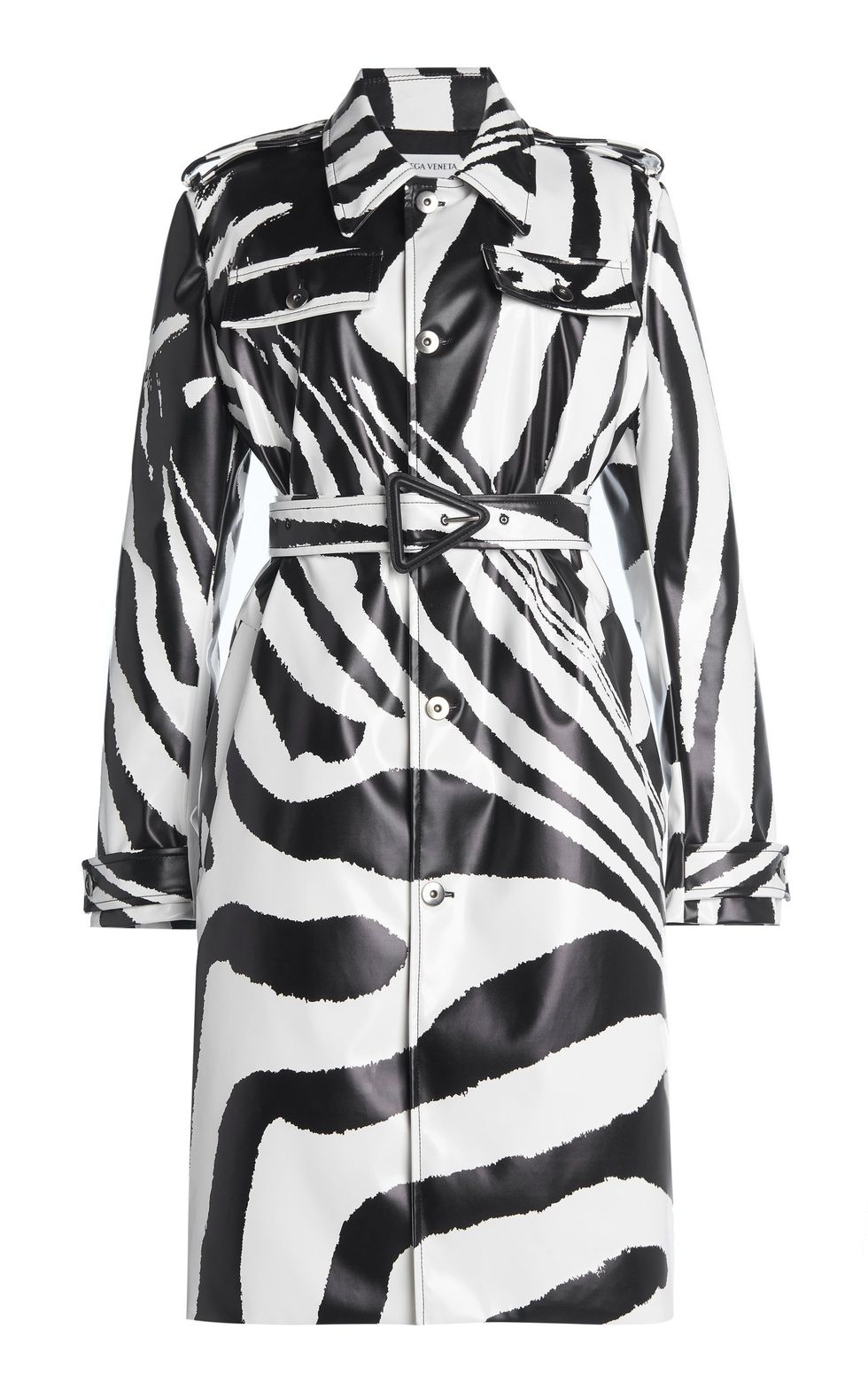 Zebra-Print Rubber-Coated Coat