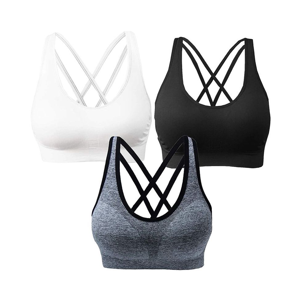 AKAMC Womens Removable Padded Sports Bras Medium Support Workout Yoga Bra 3  Pack,Small style-9 at  Women's Clothing store