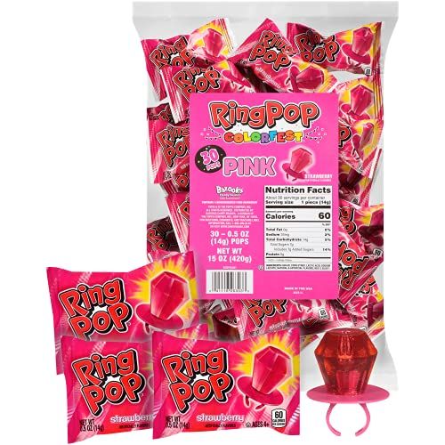Pink Strawberry Ring Pops, 30-Pack