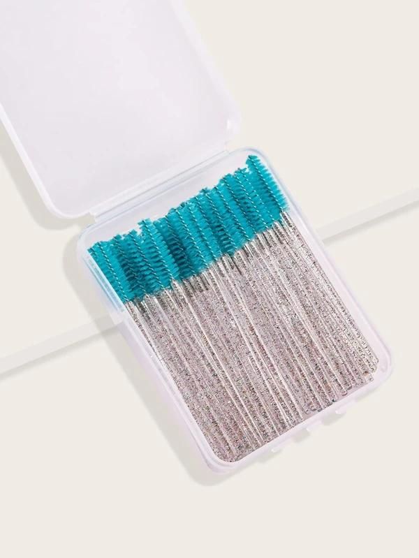 50pcs Disposable Eyelash Brush With Storage Box