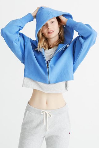 Cropped Full-Zip Hoodie Sweatshirt