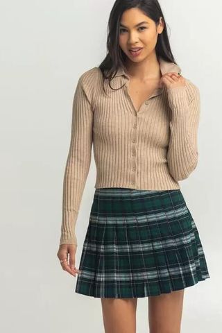Plaid Flannel Pleated Skirt