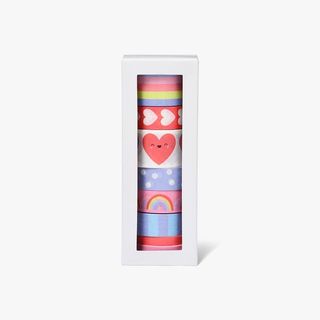 Multicolored Hearts Rainbow Adhesive Tapes - Pack of 8