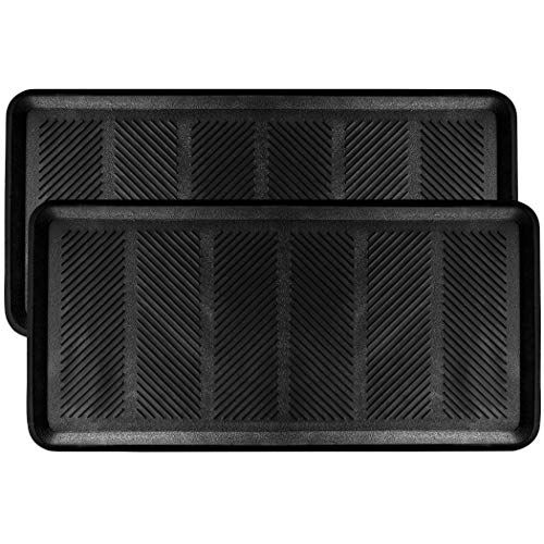 Gardener's Supply Company Large Heavy Duty, All-weather Boot Tray Set  Includes Rubber Drip Grids Contain Mess In Mudroom, Entryway Or Garage