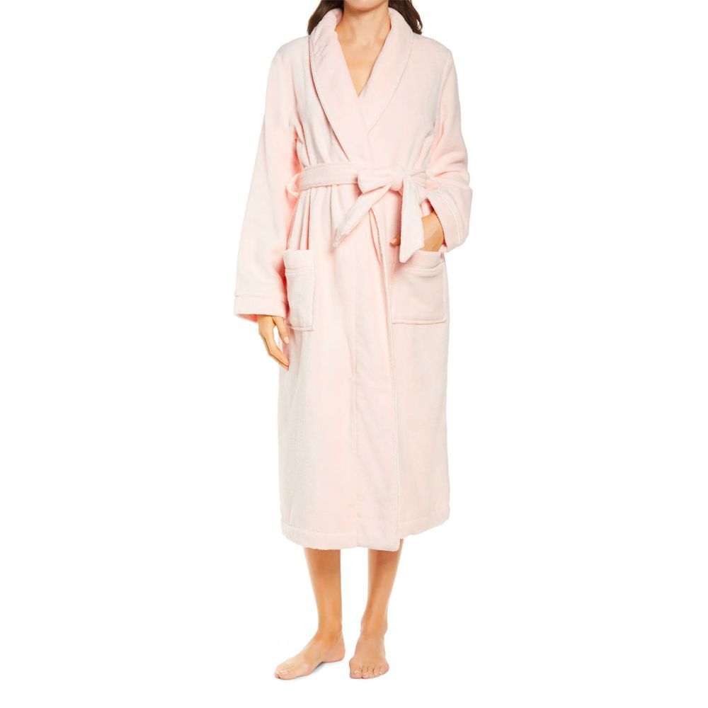 Womens Clothing Nightwear and sleepwear Robes Amazon Essentials Mid-length Plush Dressing Gown in Light Grey robe dresses and bathrobes - Save 13% Grey 