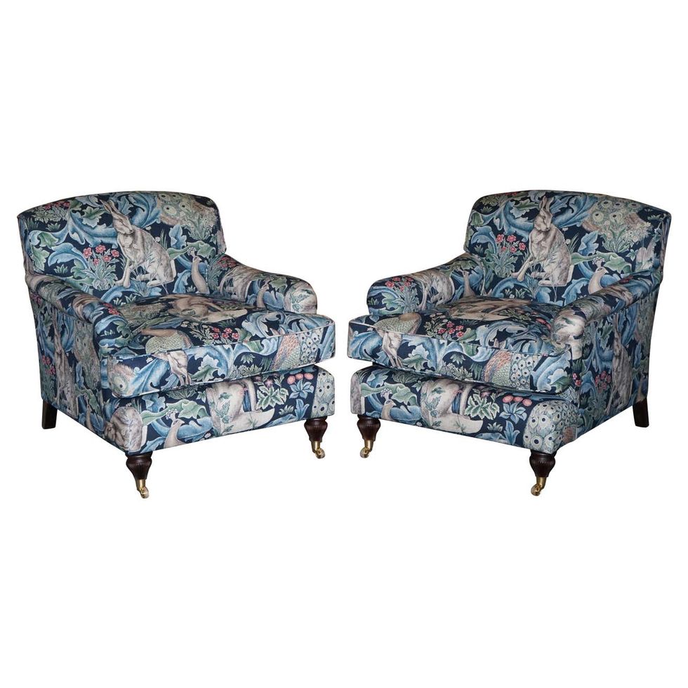 Forest Linen Upholstered Armchairs