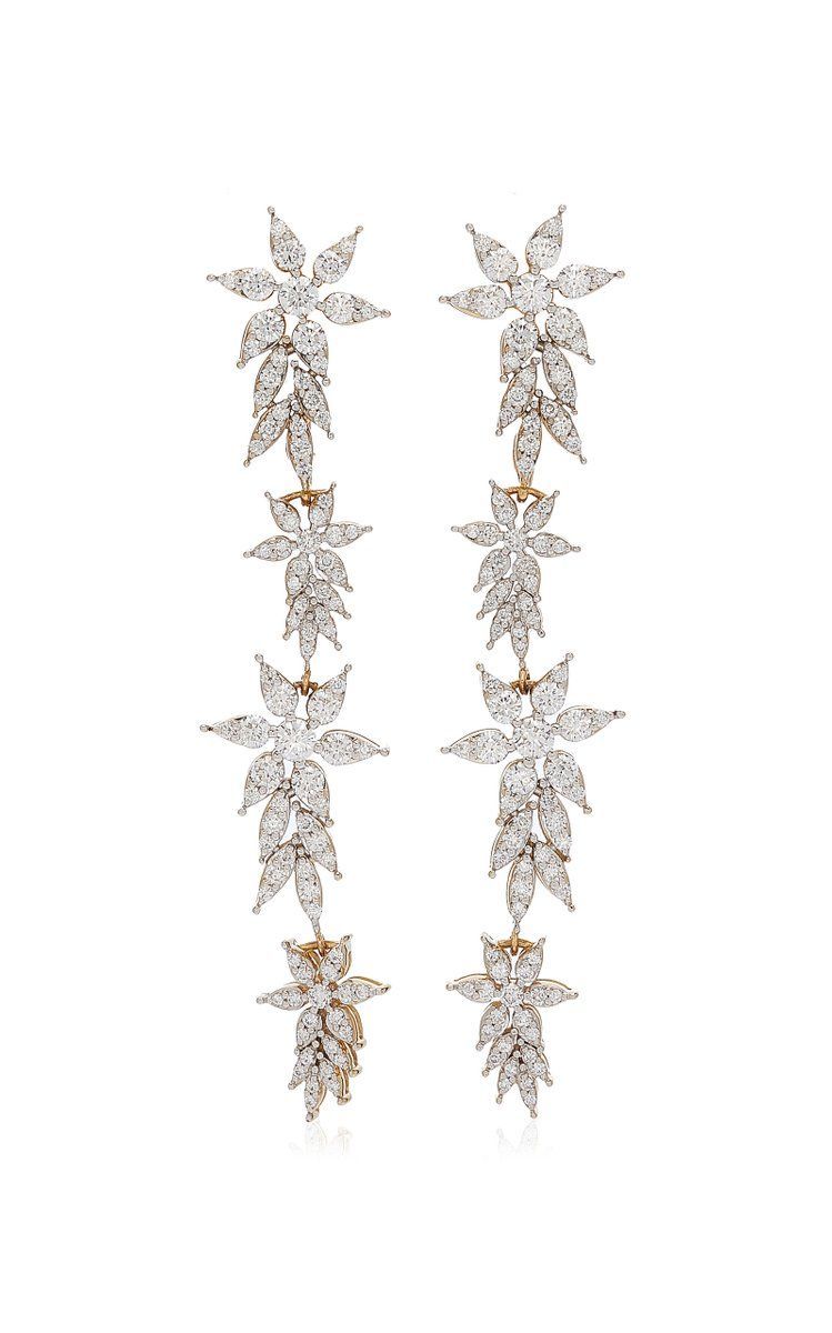 Diamond Flower Diamond Drop Earrings