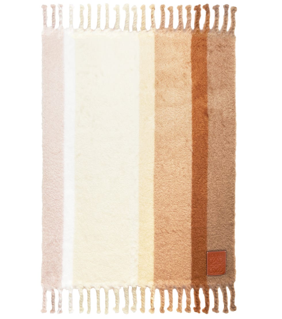 Striped mohair-blend blanket