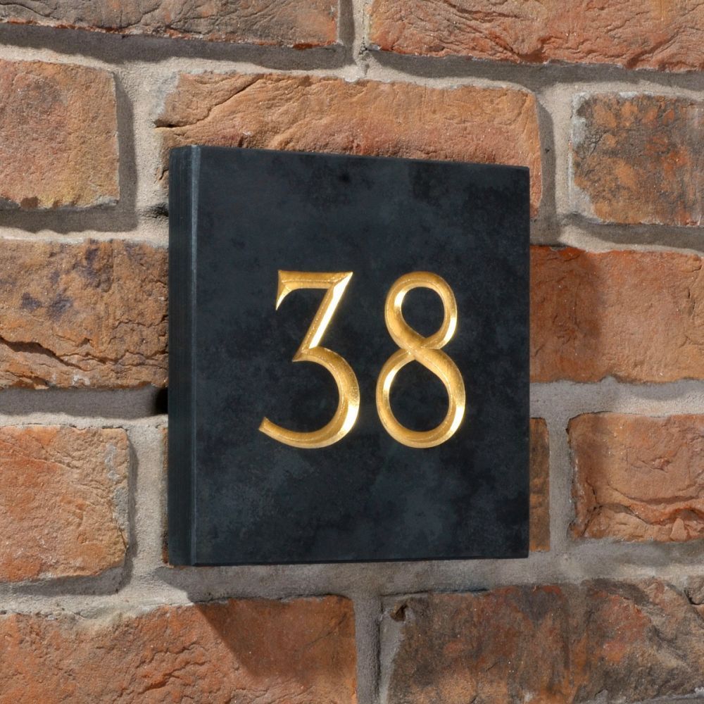 Engraved Natural Slate House Door Gate Number Sign Plaque Modern 1 2 OR 3 DIGIT