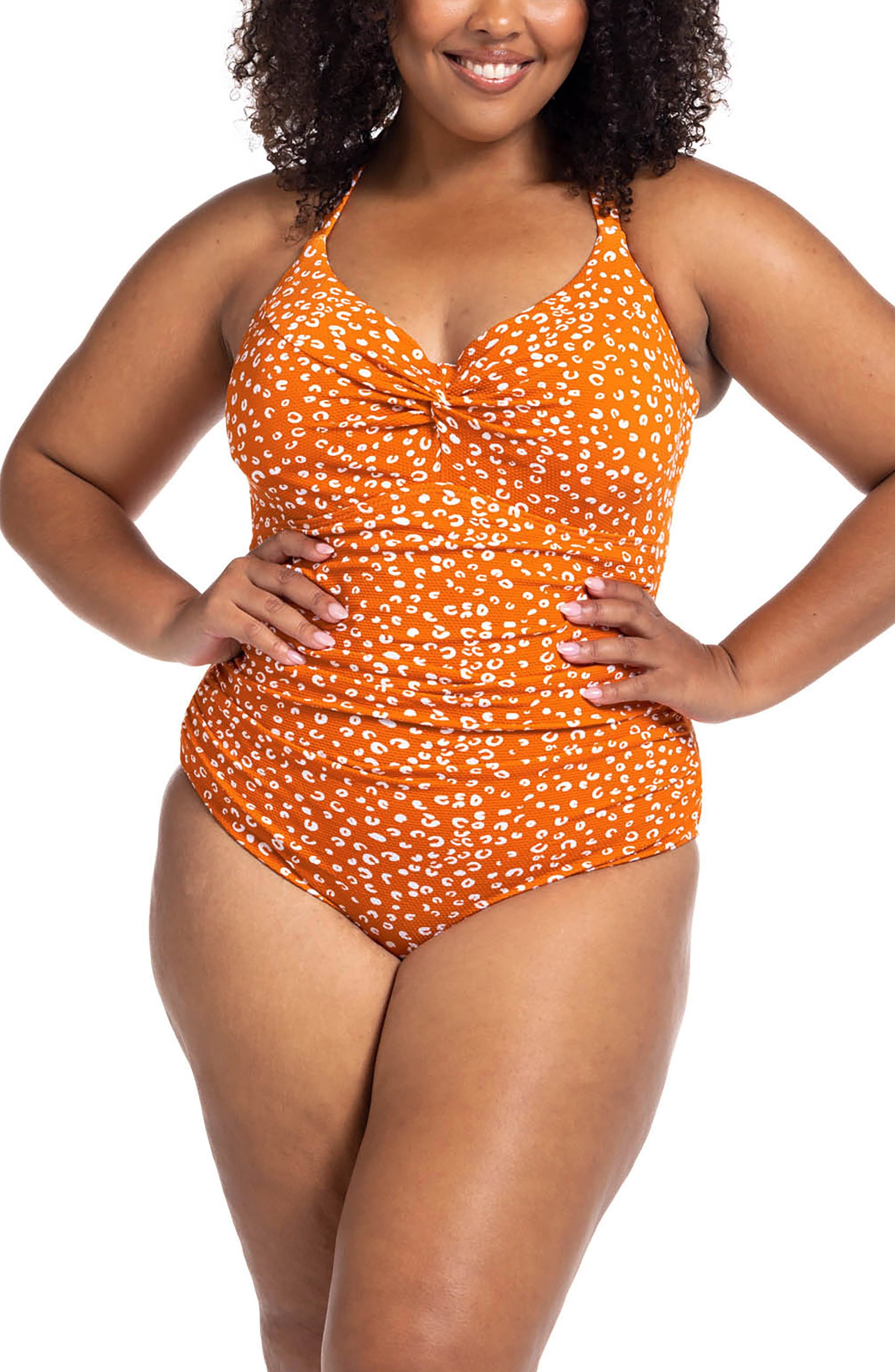 American Trends Bathing Suits for Women One Piece Ruffled Swimsuit Tummy Control Plus Size Swimsuits 