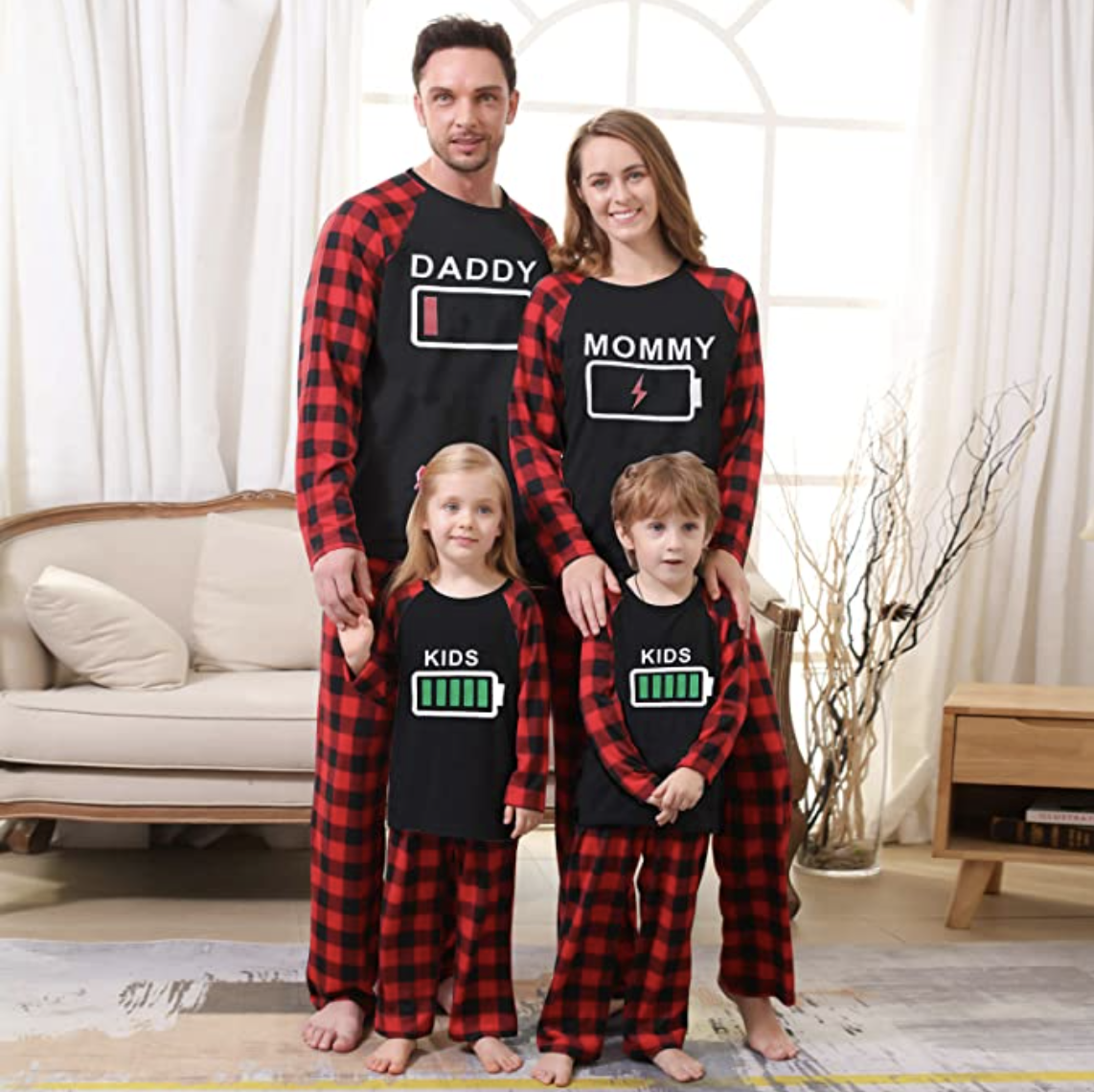 Moon and Back Organic Holiday Family Matching Long John Pajama Top Unisex Adulto 