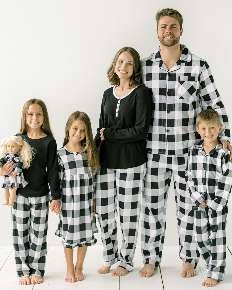 Matching Black and White Plaid Flannel Pajamas
