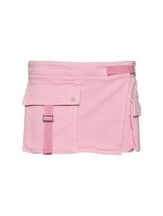 Cotton Denim Cargo Wrap Mini Skirt