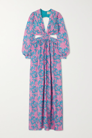 Rio open-back floral-print silk-habotai maxi dress