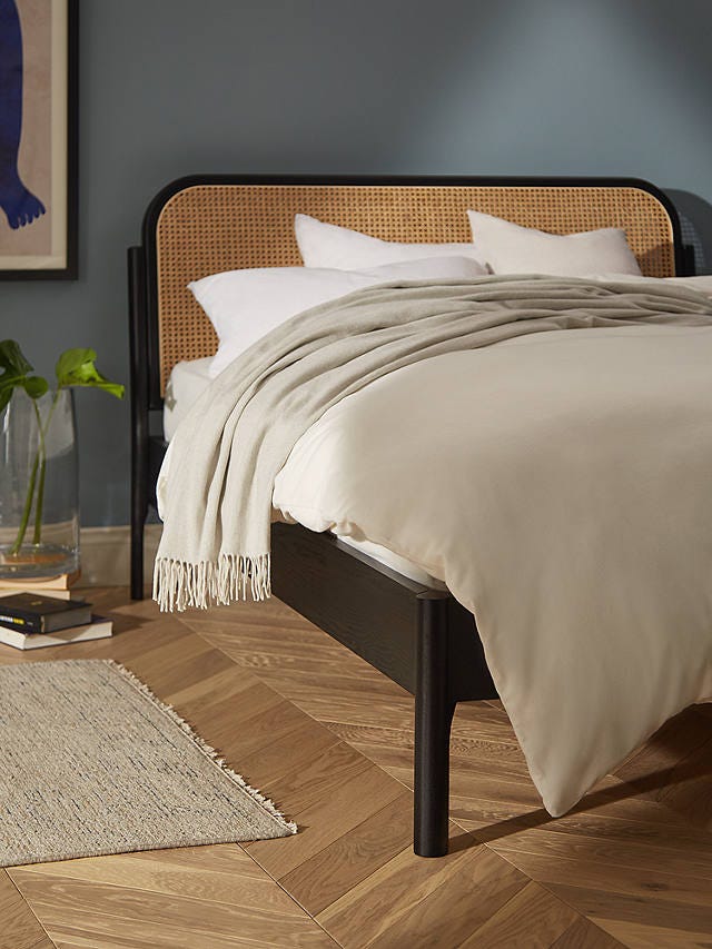 John Lewis & Partners Rattan Bed Frame, Double, Black
