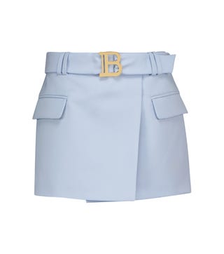 Belted Low-Rise Wool Miniskirt