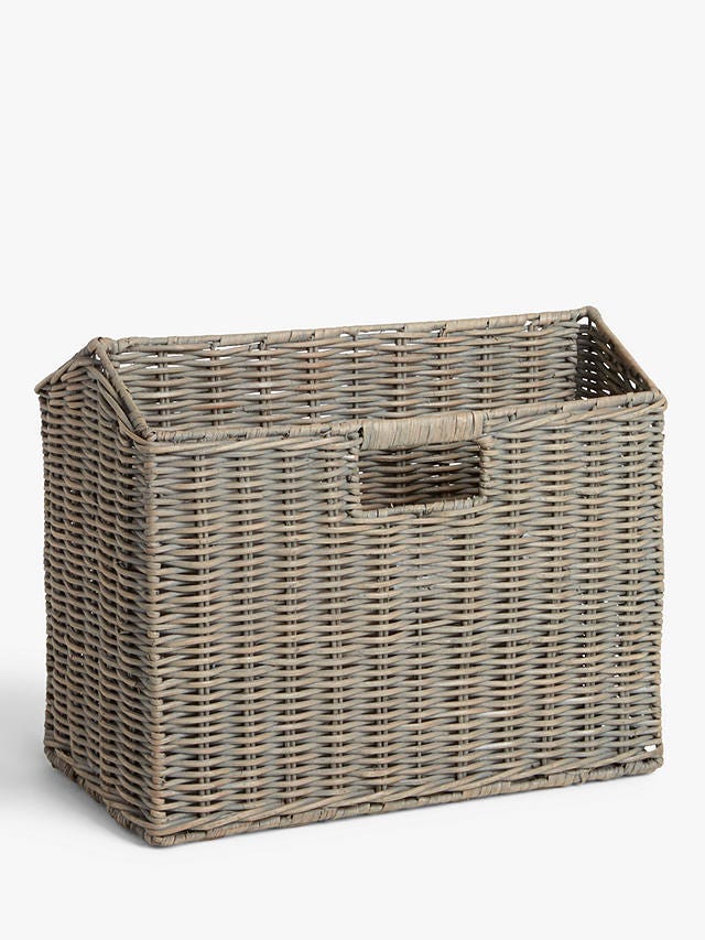 ANYDAY John Lewis & Partners Rattan Magazine Rack, Grey