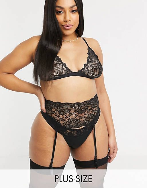 Plus Size Mesh and Lace Babydoll Set iCollection Lingerie Plus Size Romantic Black and Nude Babydoll Set