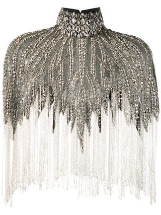 Embellished High-Neck Cape