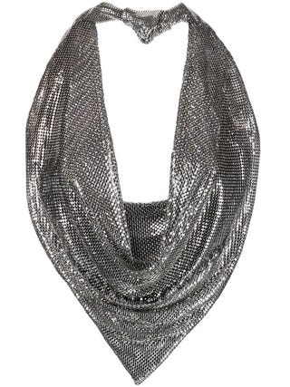 Cowl-Neck Chainmail Halter Neck Top