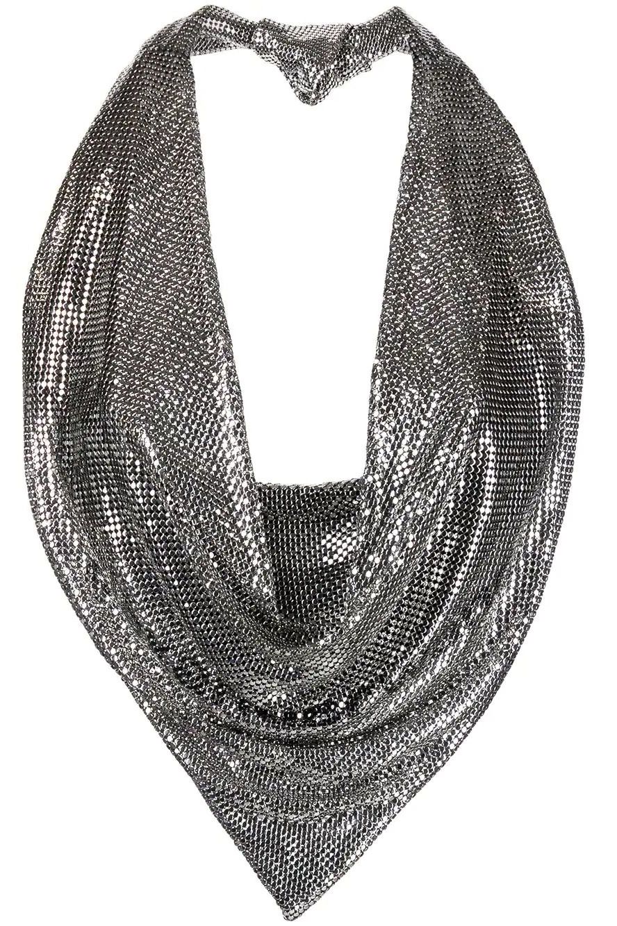 Cowl-Neck Chainmail Halter Neck Top