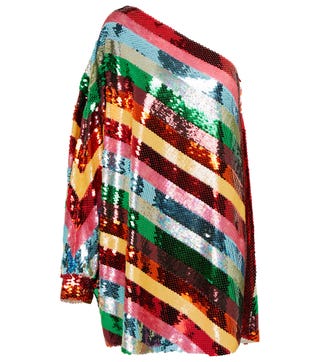 Striped Sequinned Silk Chiffon Minidress