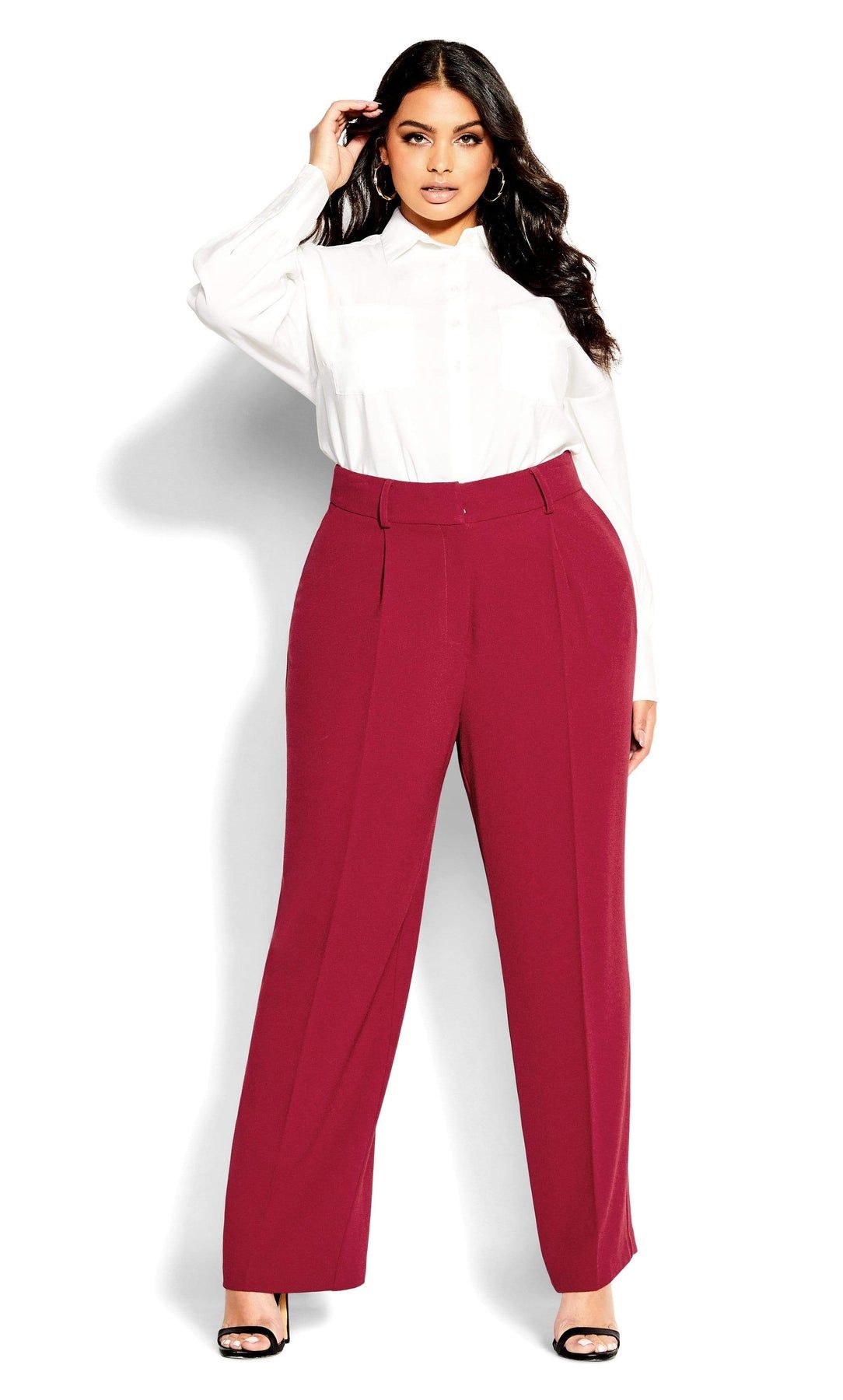 Red cigarette pants with gota embroidery by Akiso | The Secret Label