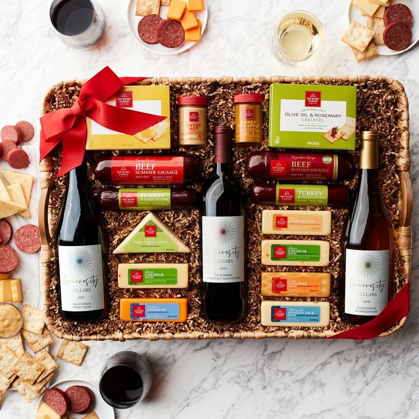 Holiday Wine & Cheese Pairing Gift Basket - wine gift baskets