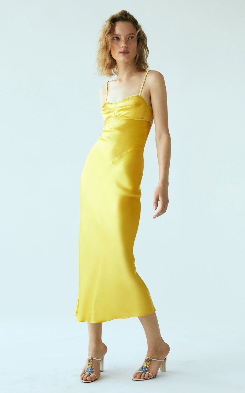 Waterlily Satin Midi Slip Dress