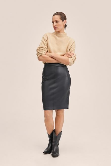 Cut-Out Faux-Leather Skirt
