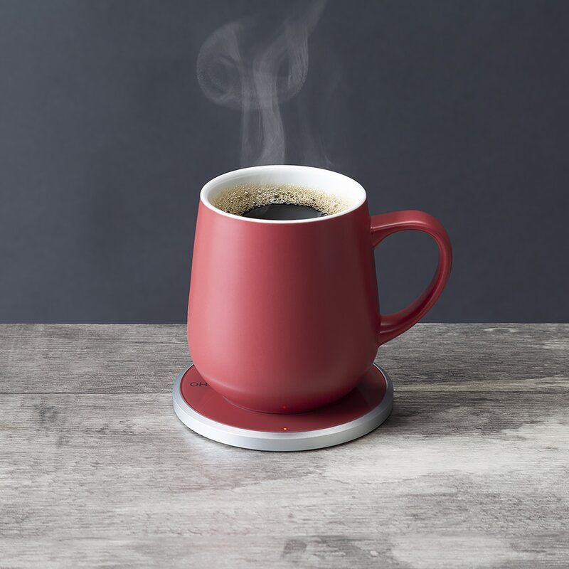 UK Plug-Red Electric Cup Warmer Pad Desktop Tea Coffee Milk Mug Constant Temperature Heater Tray 220-240V