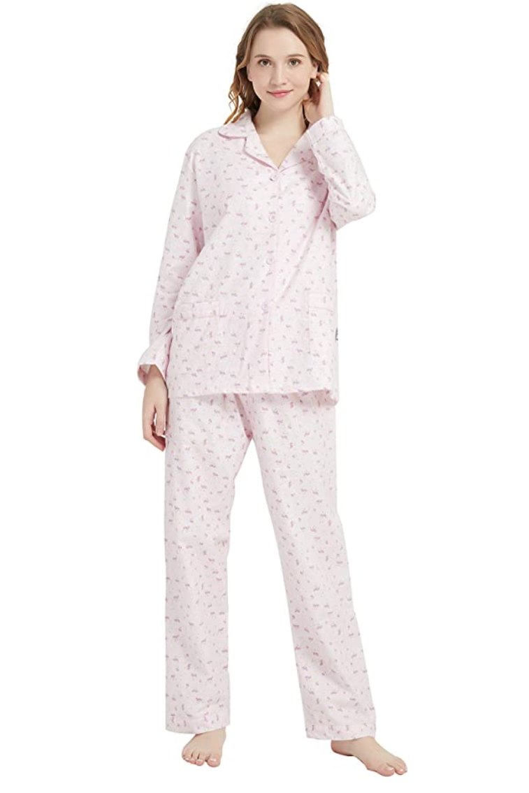 Pink Floral Flannel Pajamas