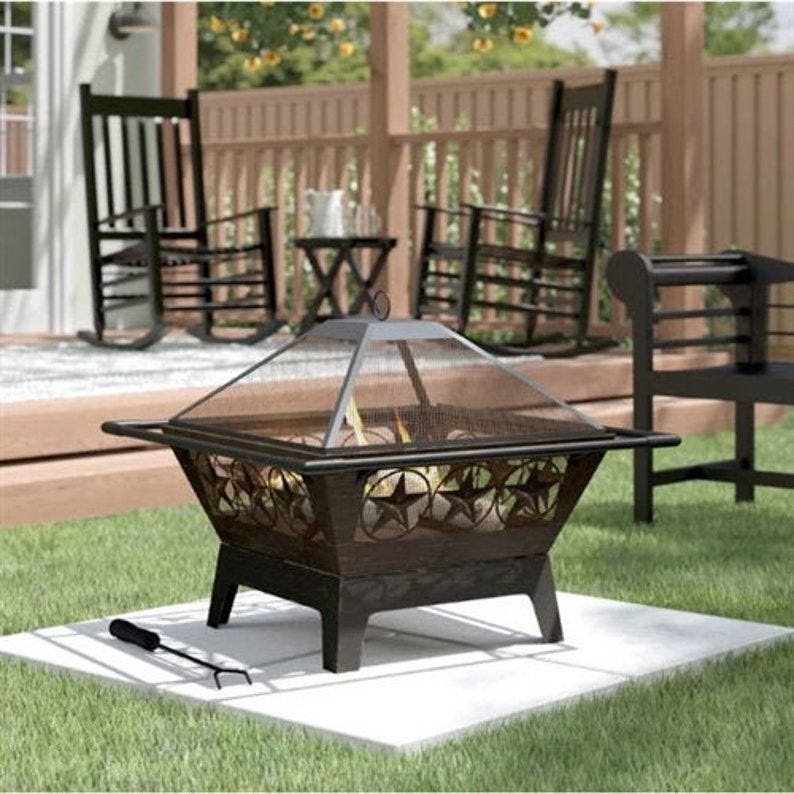 Square Outdoor Steel Fire Pit 