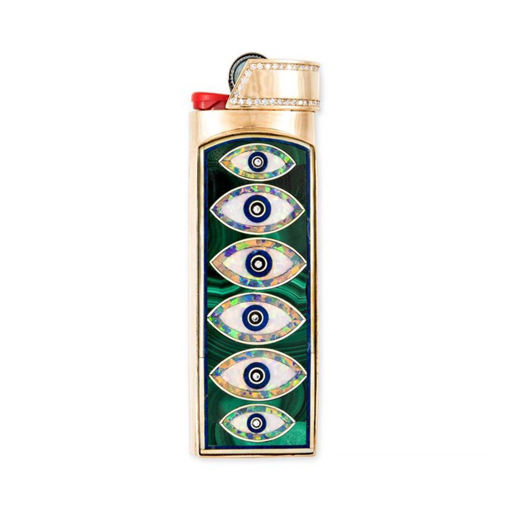 PAVE MALACHITE, OPAL + LAPIS EYE INLAY LIGHTER CASE