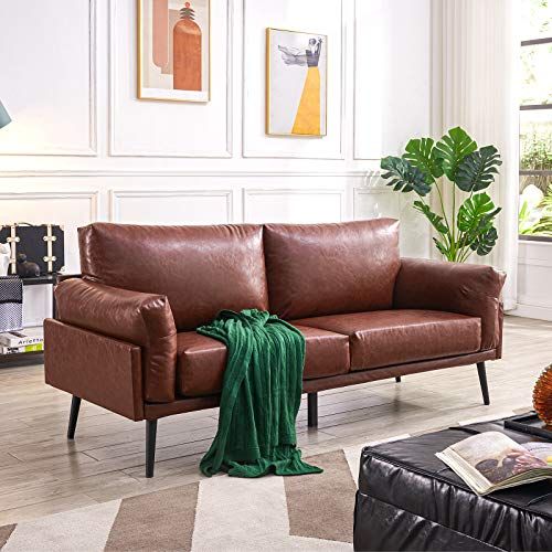 Living Room Furniture 3 Seater Faux Leather Sofa Bed with Cup Holder ...