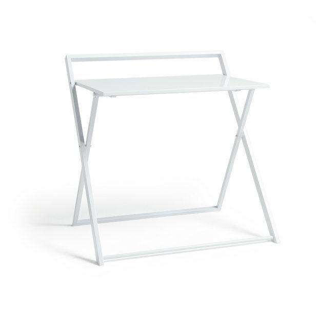 Compact Folding Office Desk, White