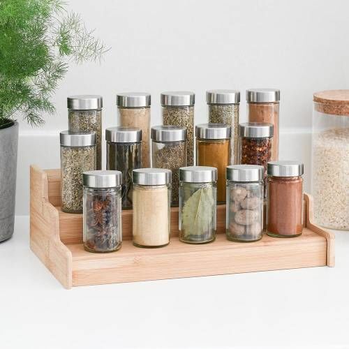 Glass Spice Organizer Jar Set Easy to Clean Seasoning Box for Kitchen  Storage Accessories Three Packs 