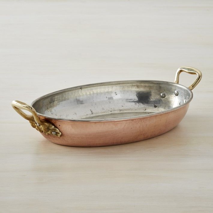 Historia Hammered Copper Gratin Pan with Acorn Handles