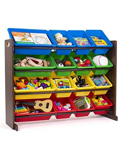 Year Color Toy Storage Organizer with 6 Fabric Storage Bins and