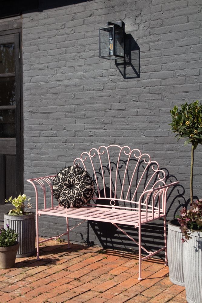 Pretty Pink Metal Garden Bench