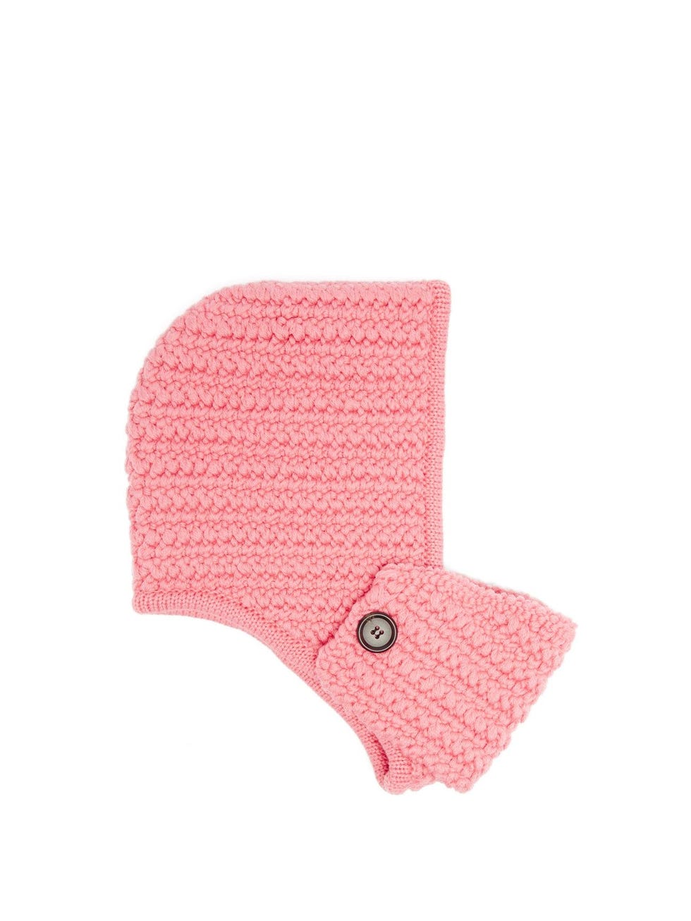 Pink Mask-Front Crocheted Wool Hood Hat