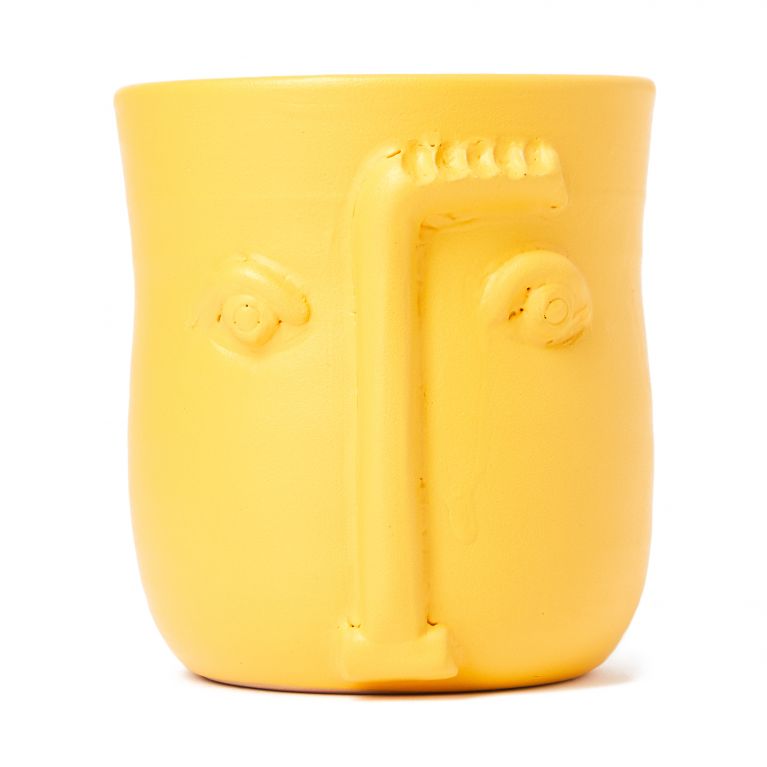 Face Pot in Matt Yellow
