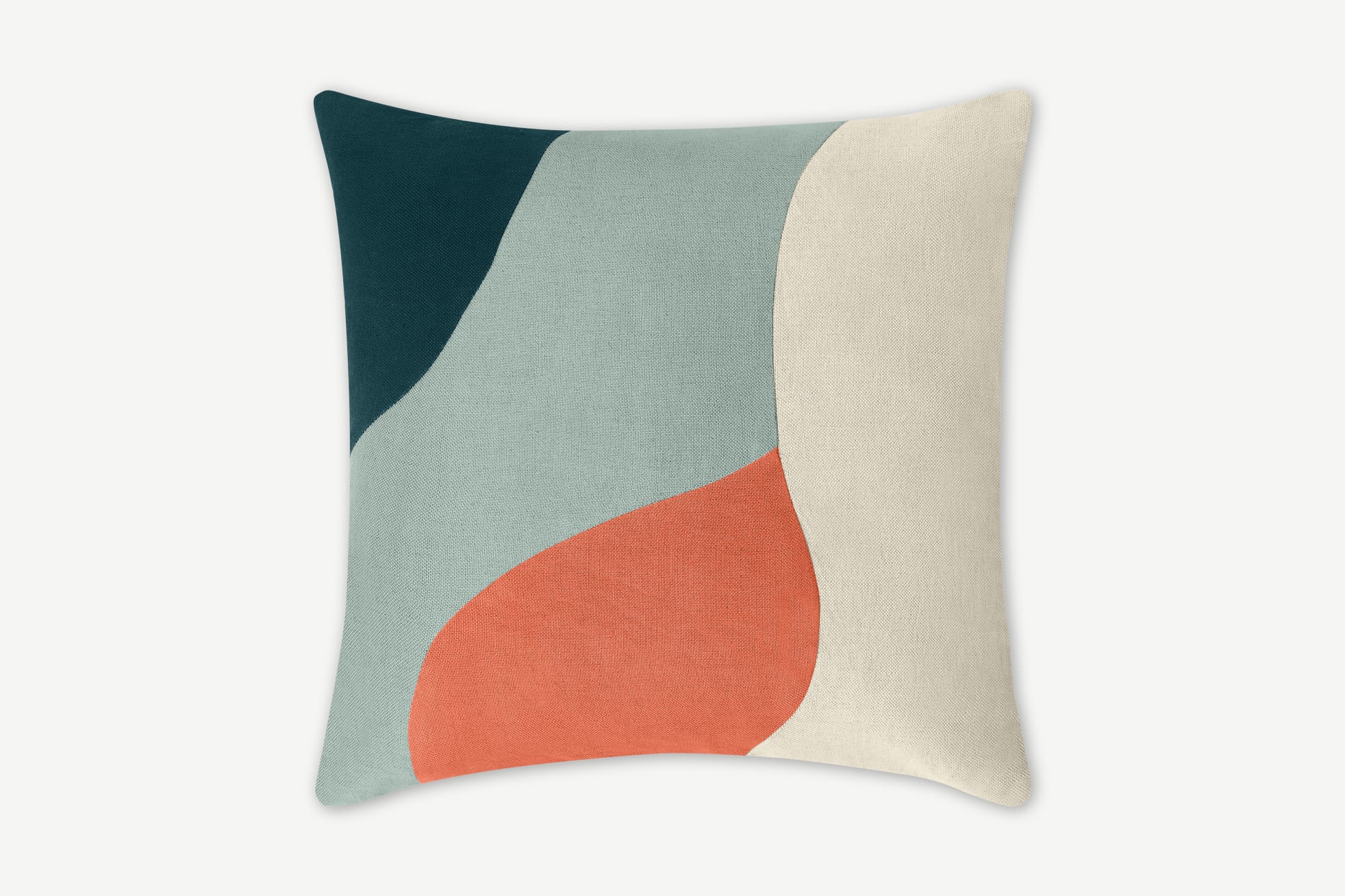 Linen Blend Cushion, 50x50cm, Blue, Mint & Coral