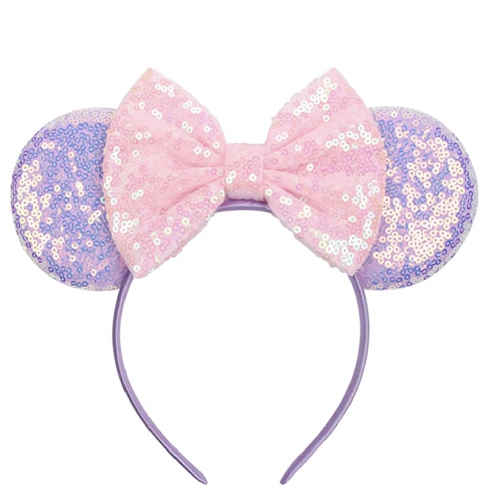 Disney Parks Minnie Mouse Ear Headband for Kids Purple Sequin Bow