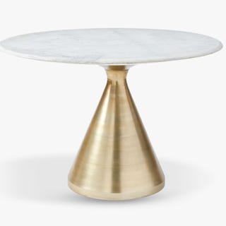 west elm Silhouette Marble 4 Seater Pedestal Dining Table, Bronze