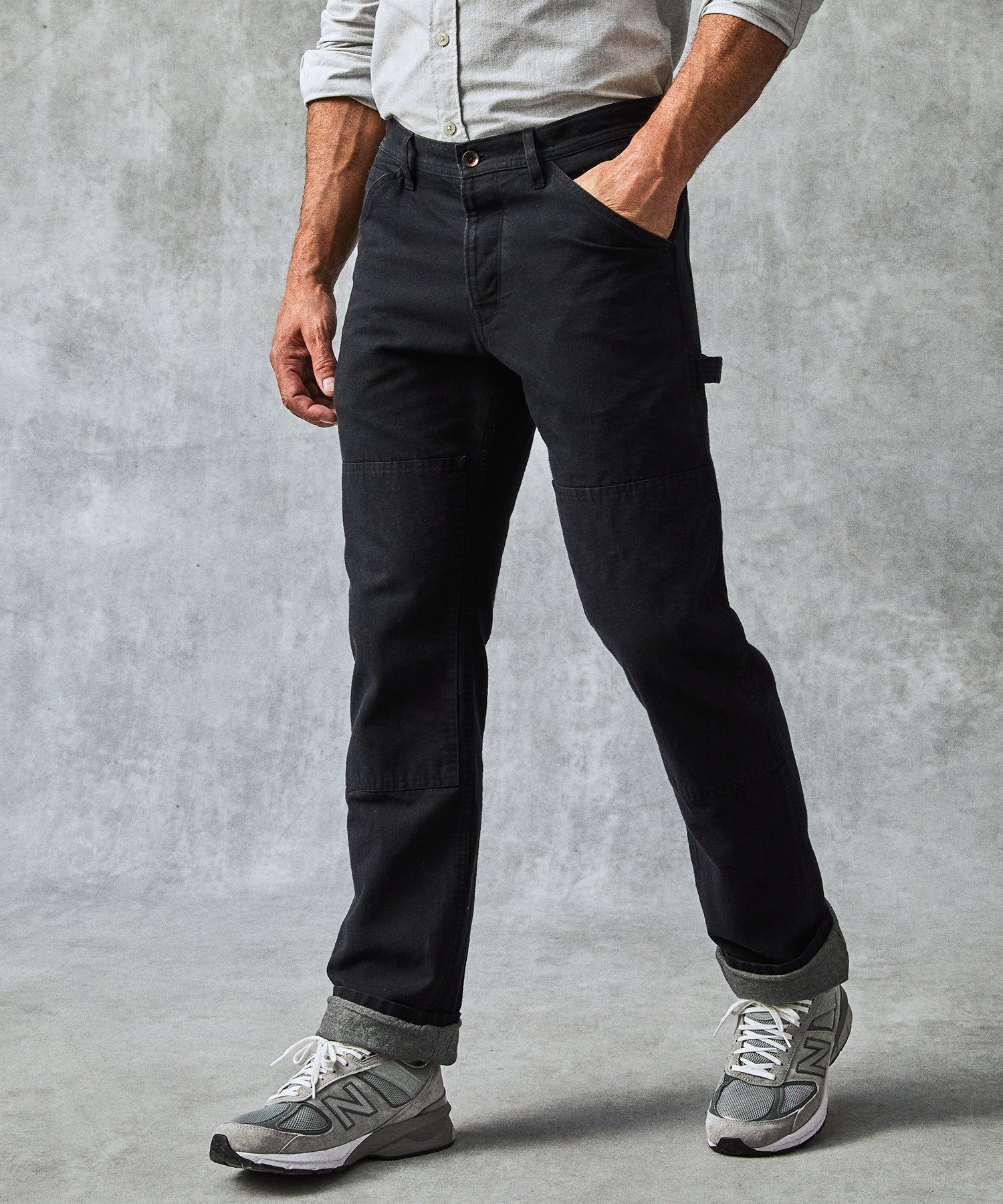 mens slim flannel lined pants