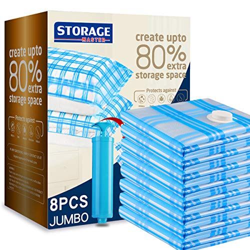 Jumbo vacuum storage bags, set of 8