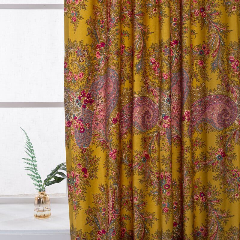 Bungalow Rose Graziella Cotton Floral Curtains (Set of 2 Panels)